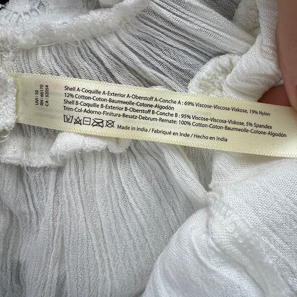 FREE PEOPLE ONE Adella White Crochet Lace Tiered Ruffle Peplum Cami Top Size M - Picture 9 of 9